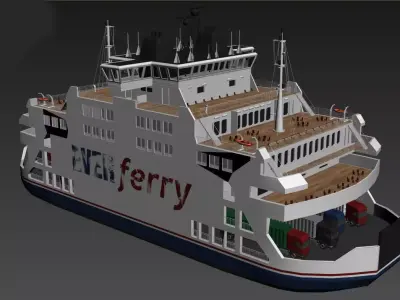 Ro-Ro Passenger Ferry 3D model 3D model