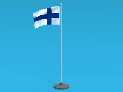 Low Poly Seamless Animated Finland Flag Low-poly 3D model