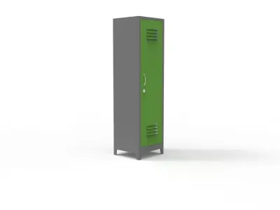 METAL CABINET-SINGLE LONG-GRAY AND GREEN Low-poly 3D model