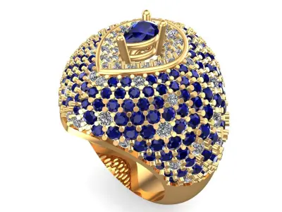 Cocktail Pear Cut Diamonds Ring                         3D print model