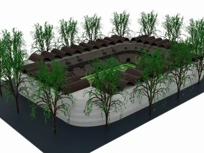 American football stadium Low-poly 3D model 8