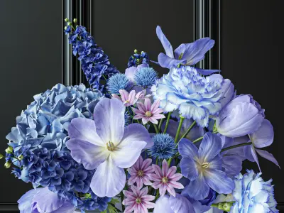 Flower Set 031 Blue Flowers 3D model