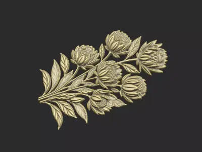 the floral design cnc printing flower leave botanical 3D print model