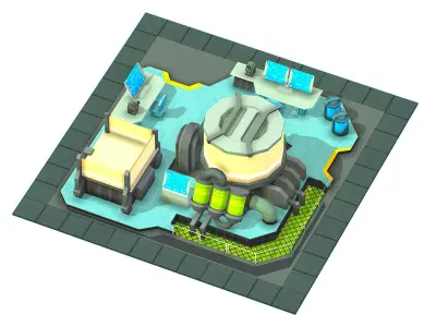 isometrical Underground Chemical Lab Room 2 Low-poly 3D model
