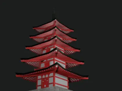 Pagoda japanese Low-poly 3D model purchase