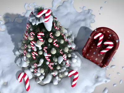 Christmas Lollipop Pouf and Pillow 3D model