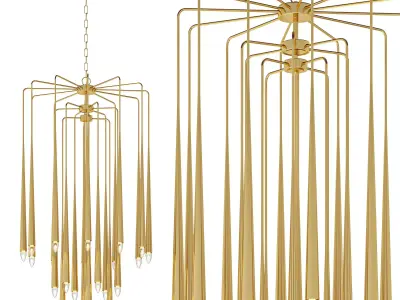 Hans 23 Light Brass Chandelier 3D model