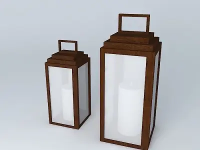 wooden lantern wooden lantern ornament garden Free 3D model