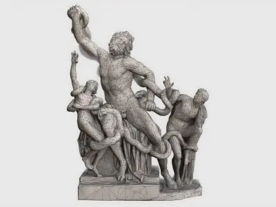 VR Sculpture Laocoon and His Sons Ultra-Low-Poly Low-poly 3D model