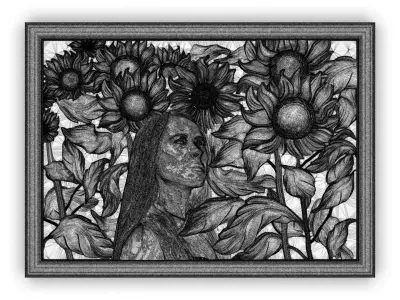 Sunflover girl 3d painting 3d print 3D model