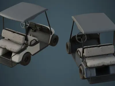 Golf Cart 1B Low-poly 3D model