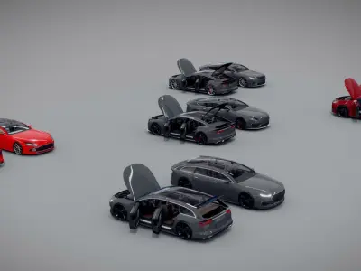 Generic low poly 5 car pack Low-poly 3D model