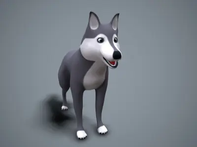 Cartoon Husky Low-poly 3D model