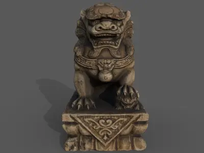 Chinese guardian lion Low-poly 3D model