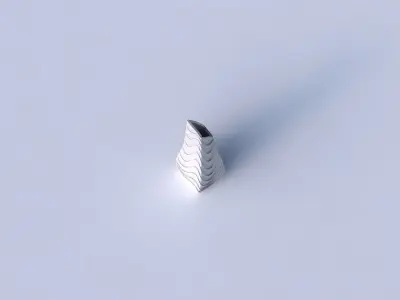 Vase top bent rectangle with horizontal wavy layers 3D print model