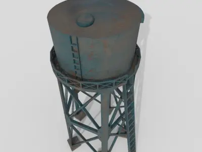 Water Tank Tower Low-poly 3D model