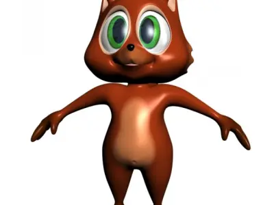 Cartoon Squirrel Rigged Low-poly 3D model