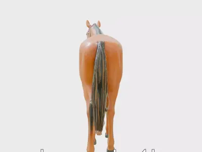 Bay Thoroughbred Horse Athletic Sculpture Low-poly 3D model