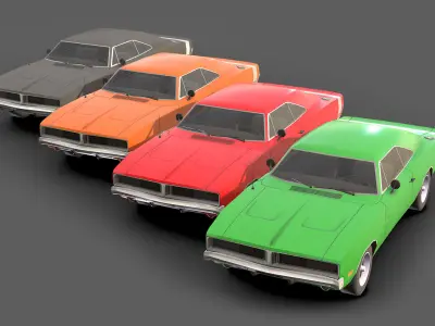 Classic Car Pack Low-poly 3D model