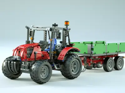 LEGO Tractor with Trailer 3D model