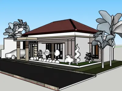 House 17x12m code 405 - Sketchup 3D model