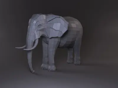Low Poly Base Elephant Model Low-poly 3D model