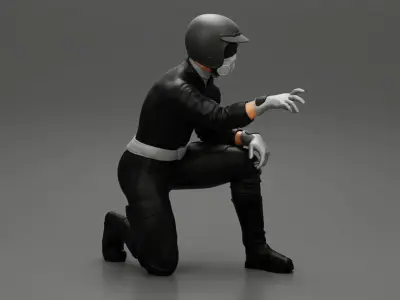 Drag Racing driver sitting in a gas mask 3D print model
