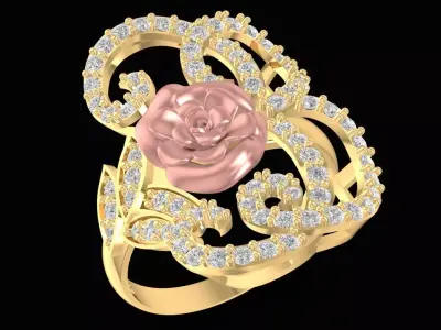 Romantic Rose Diamond Art Ring for Women  2811 3D print model