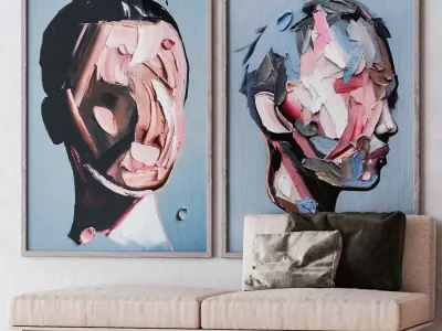 Set of large wall paintings 485 3D model