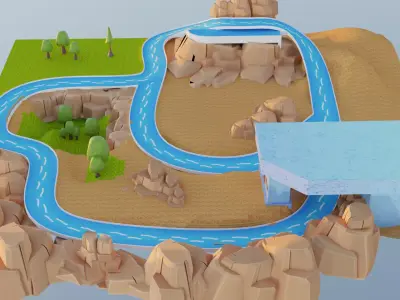 Low Poly Cartoon Race Track Low-poly 3D model