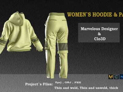 Women  hoodie and pants set 3D model