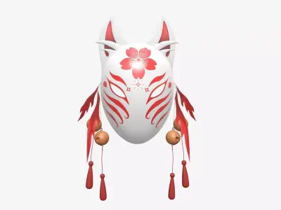 Kitsune fox-demon mask 3D model