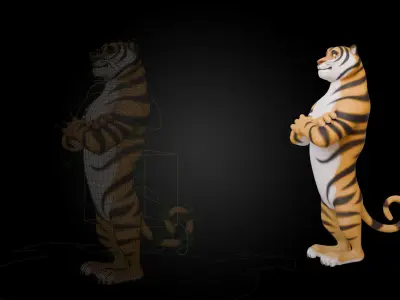 Biped Tiger Rigged Low-poly 3D model