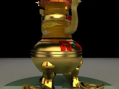 Chinese gold ingot 3D model