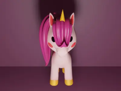 Baby Unicorn 3D Model  Adorable Low-Poly Cartoon Character 3D model
