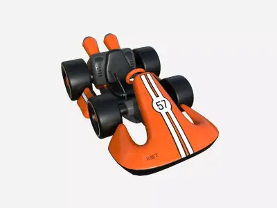 Cartoon Kart D06 Orange - Vehicle Racing Design Low-poly 3D model