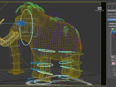mammoth rig high-poly textured  3D model