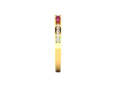 Band 3dm Render Details gold ring with ruby stones and diamonds 3D print model