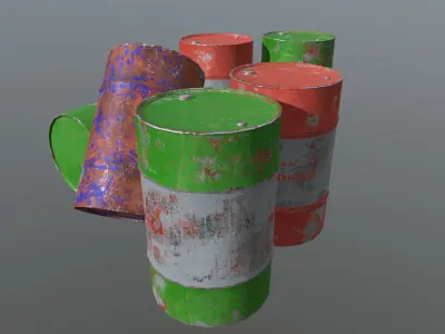 Metall Barrel Rusty Free low-poly 3D model