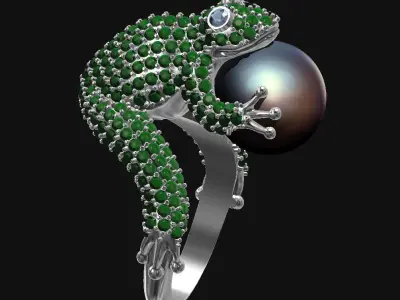 Frog with pearl Ring 3D print model