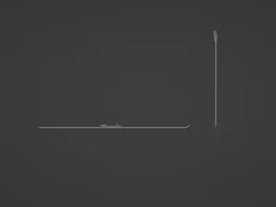 Skis and sticks 3D model