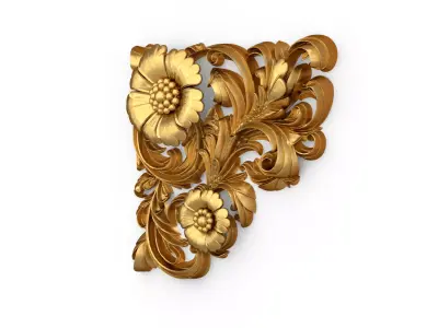 Classic carved corner decor ornament cnc 3d printing stl 03 3D model