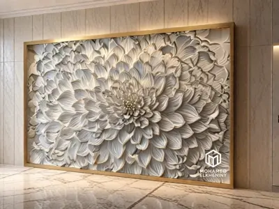 modern panel wall decor set relief stl mural CNC 172 3D model