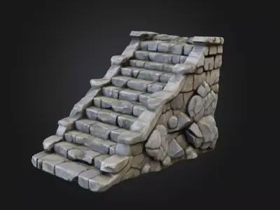 Stone Staircase Low-poly 3D model