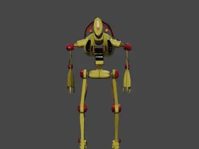 Old yellow robot worker Free low-poly 3D model