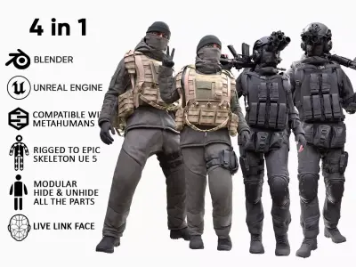 Mens and Womens Military uniforms 3D Model Collection