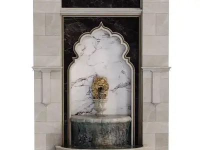 Classical Lion Head Wall Fountain Set 635 3D model