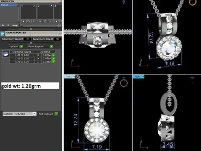 Women Pendant 3DM STL OBJ FBX Render Details 3D print model 8