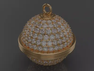 Spherical diamond pendant 3D model jewelry 3D model