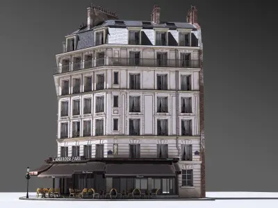 European Corner Cafe Building 3D model